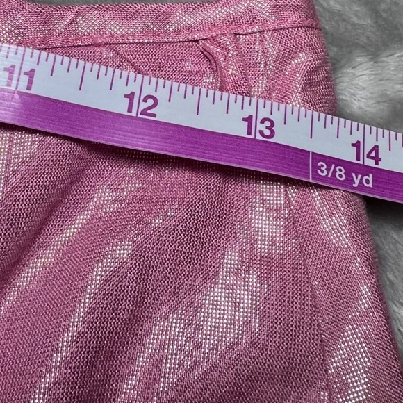 Lisa Ho Pink Metallic Pleated Midi Skirt Womens 2 Pink Party Evening Wear Shiny - Picture 10 of 14